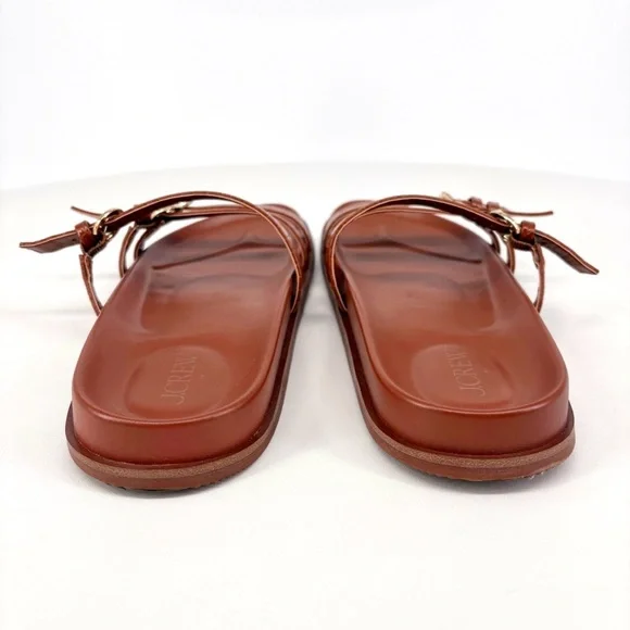 J.CREW 3-Strap Brown Faux Crocodile Slide Sandals 8 - Picture 9 of 12